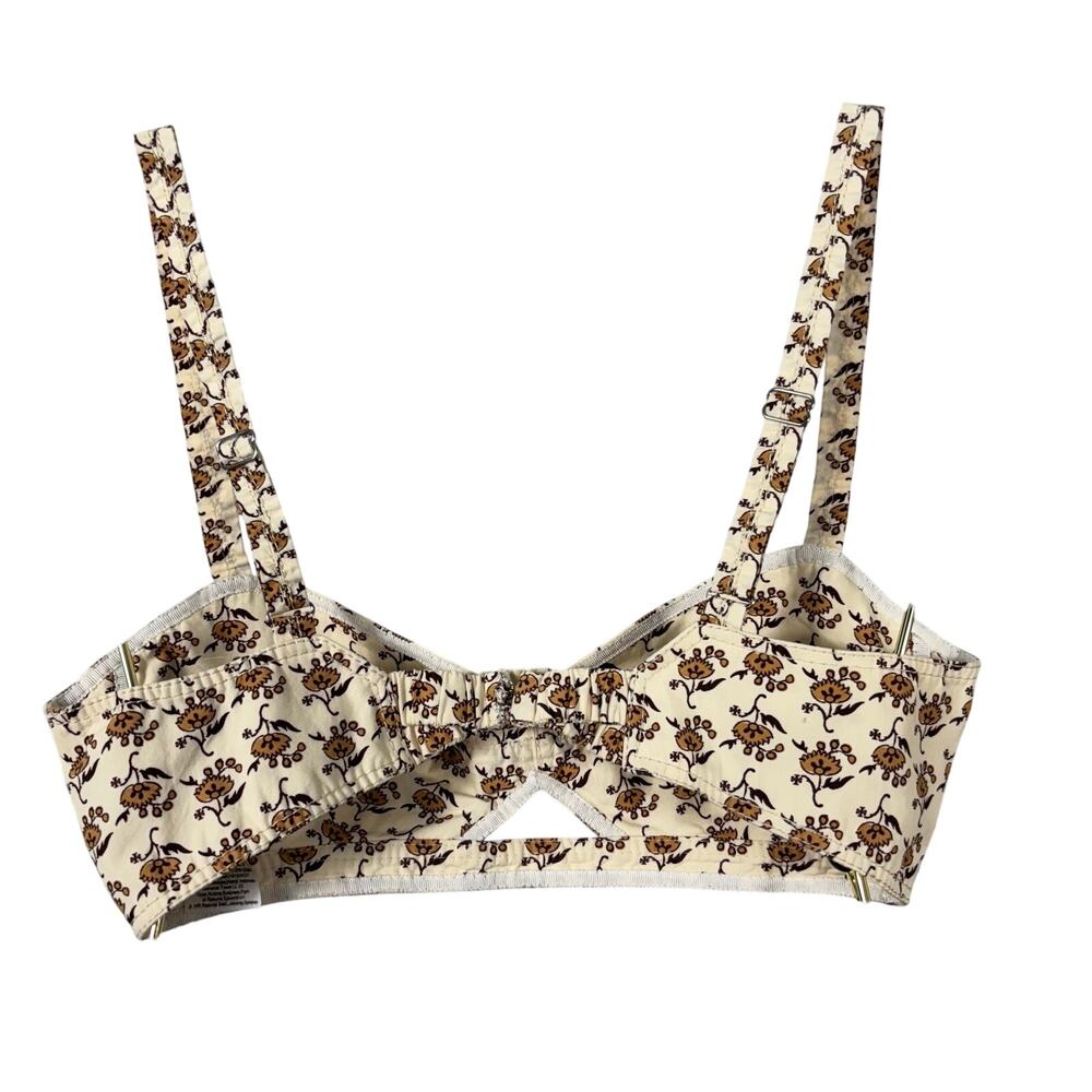 Tory Burch Dandelion Floral Bra Top Size 2 Cotton Bralette Cottagecore Y2K - Picture 3 of 10